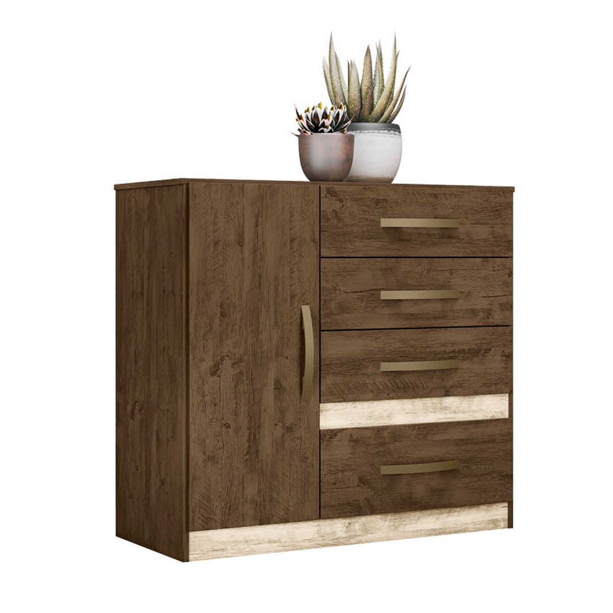 Roupeiro com Espelho e Cômoda Pequim Castanho Wood