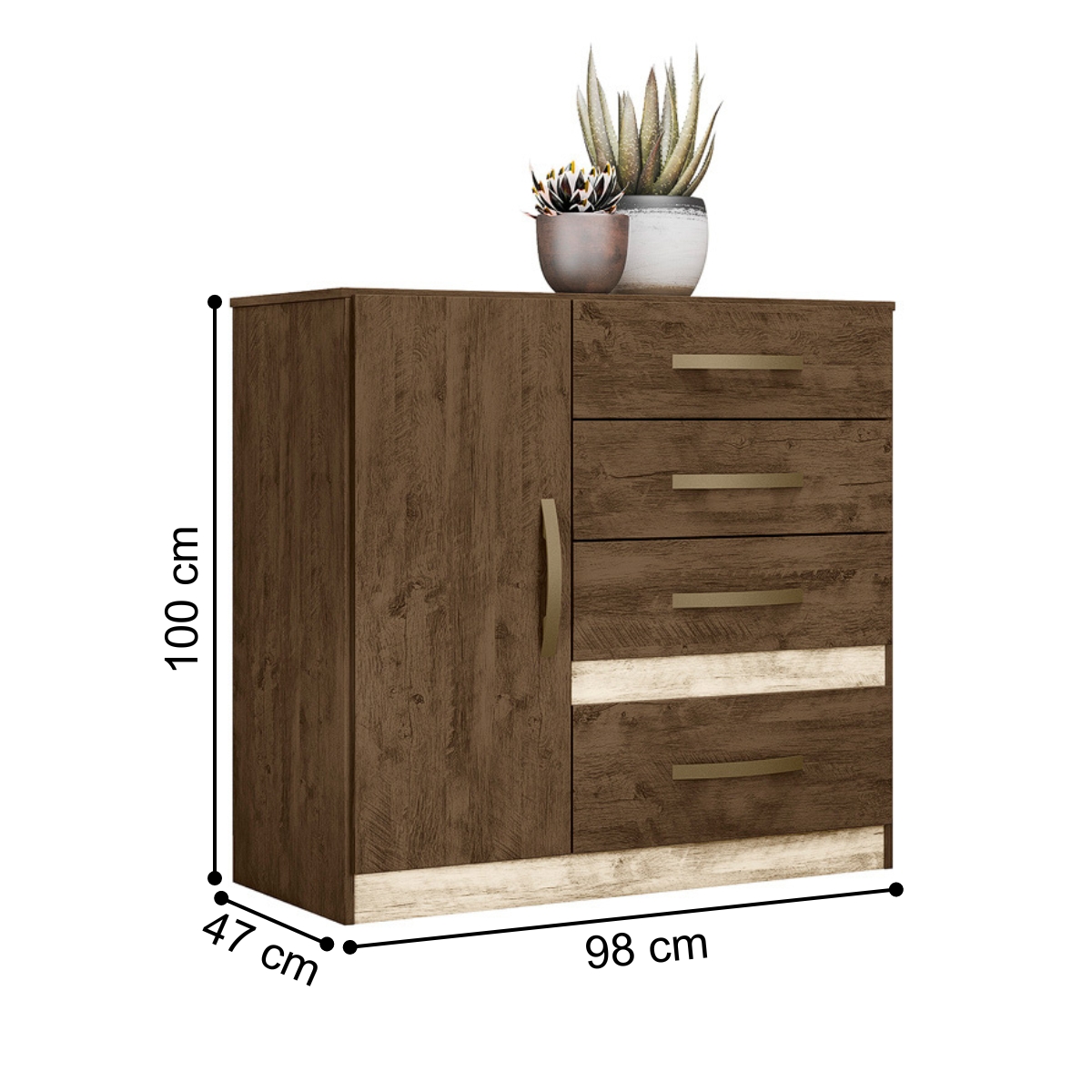 Roupeiro com Espelho e Cômoda Pequim Castanho Wood