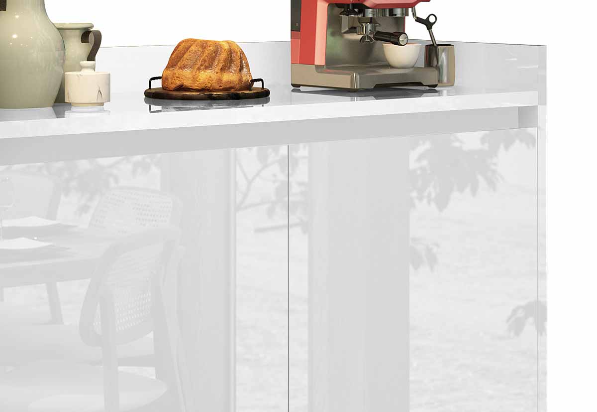 Balcão Buffet Retrô Delta 2 Portas Branco Gloss - MoveisAqui