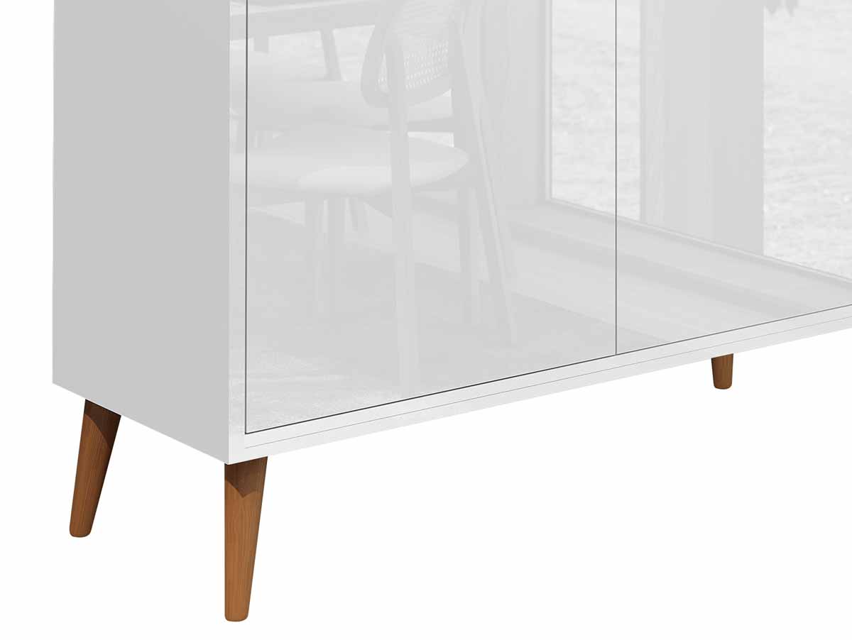 Balcão Buffet Retrô Delta 2 Portas Branco Gloss - MoveisAqui