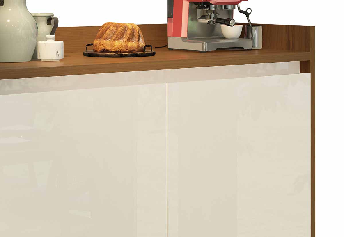 Balcão Buffet Retrô Delta 2 Portas Freijó com Off White - MoveisAqui