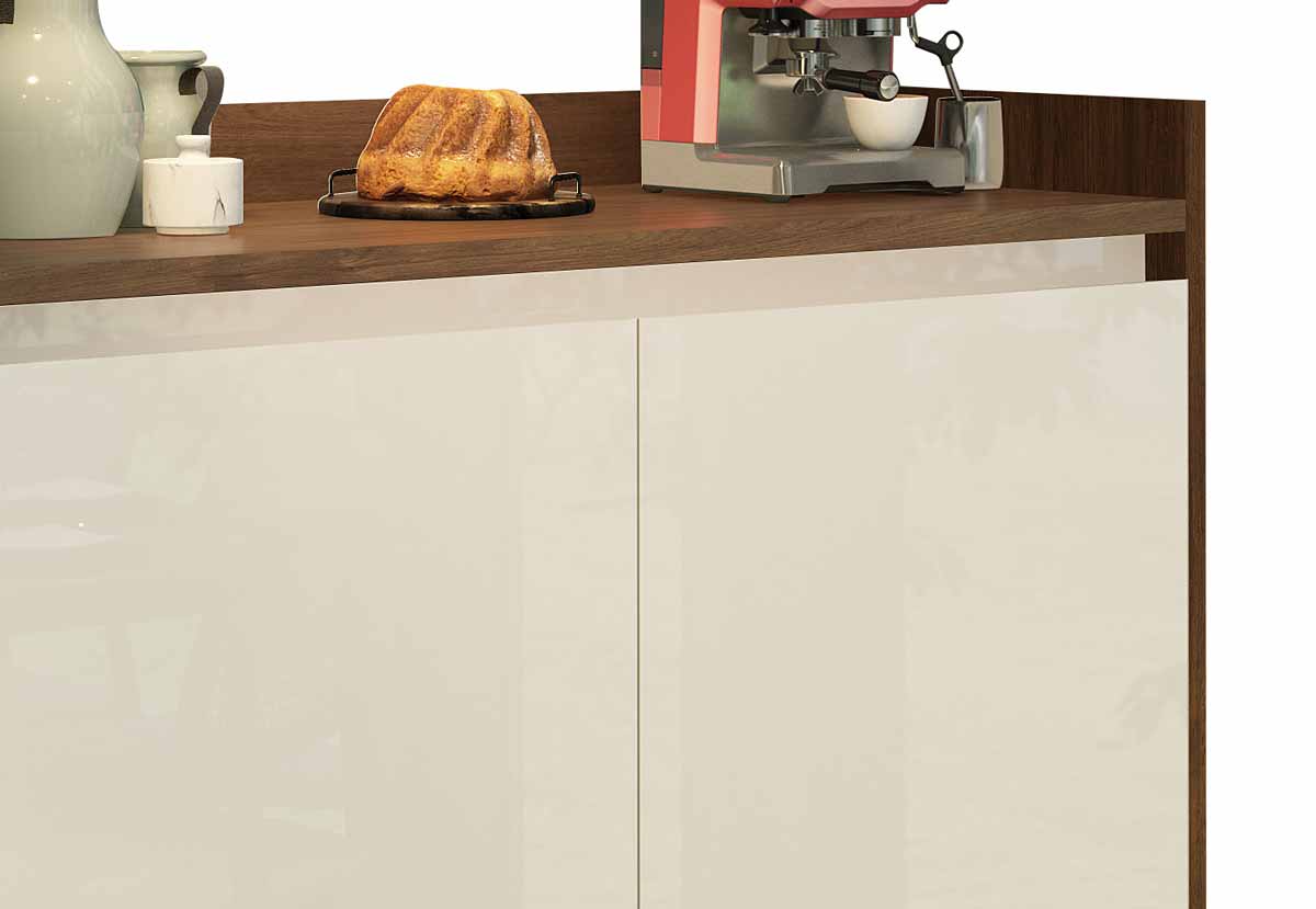 Balcão Buffet Retrô Delta 2 Portas Malbec com Off White - MoveisAqui