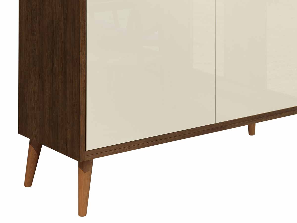Balcão Buffet Retrô Delta 2 Portas Malbec com Off White - MoveisAqui