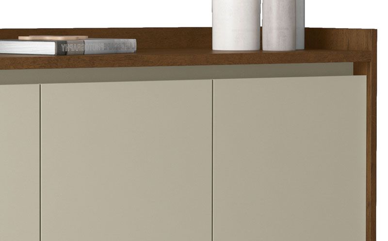 Balcao Buffet Retrô Delta 3 Portas Malbec com Off White - MoveisAqui