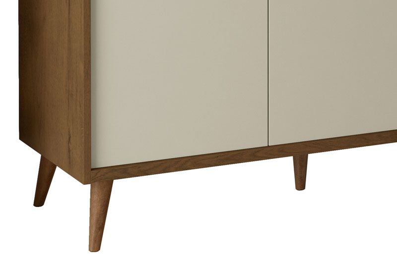 Balcao Buffet Retrô Delta 3 Portas Malbec com Off White - MoveisAqui