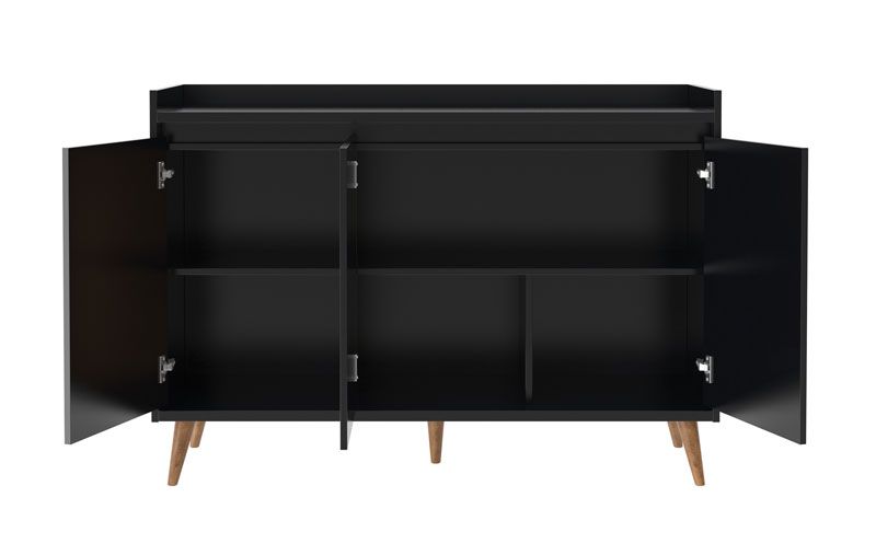 Balcao Buffet Retrô Delta 3 Portas Preto - MoveisAqui