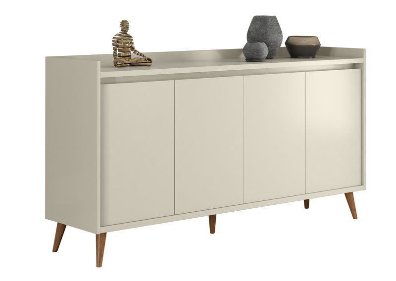 Balcao Buffet Retrô Delta 4 Portas Off White - MoveisAqui