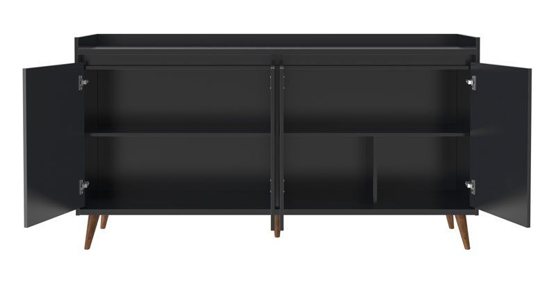 Balcao Buffet Retrô Delta 4 Portas Preto - MoveisAqui