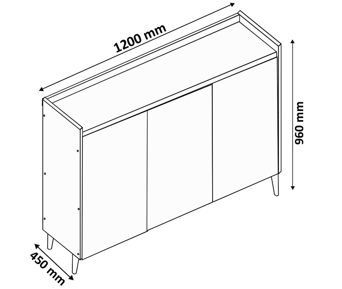Balcao Buffet Retrô com Espelho Delta 3 Portas Branco Gloss - MoveisAqui