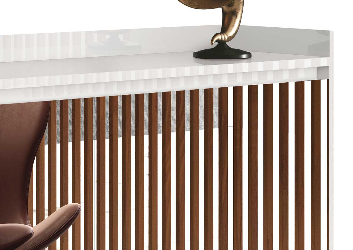 Balcao Buffet Retrô com Espelho Delta 4 Portas Branco Gloss - MoveisAqui
