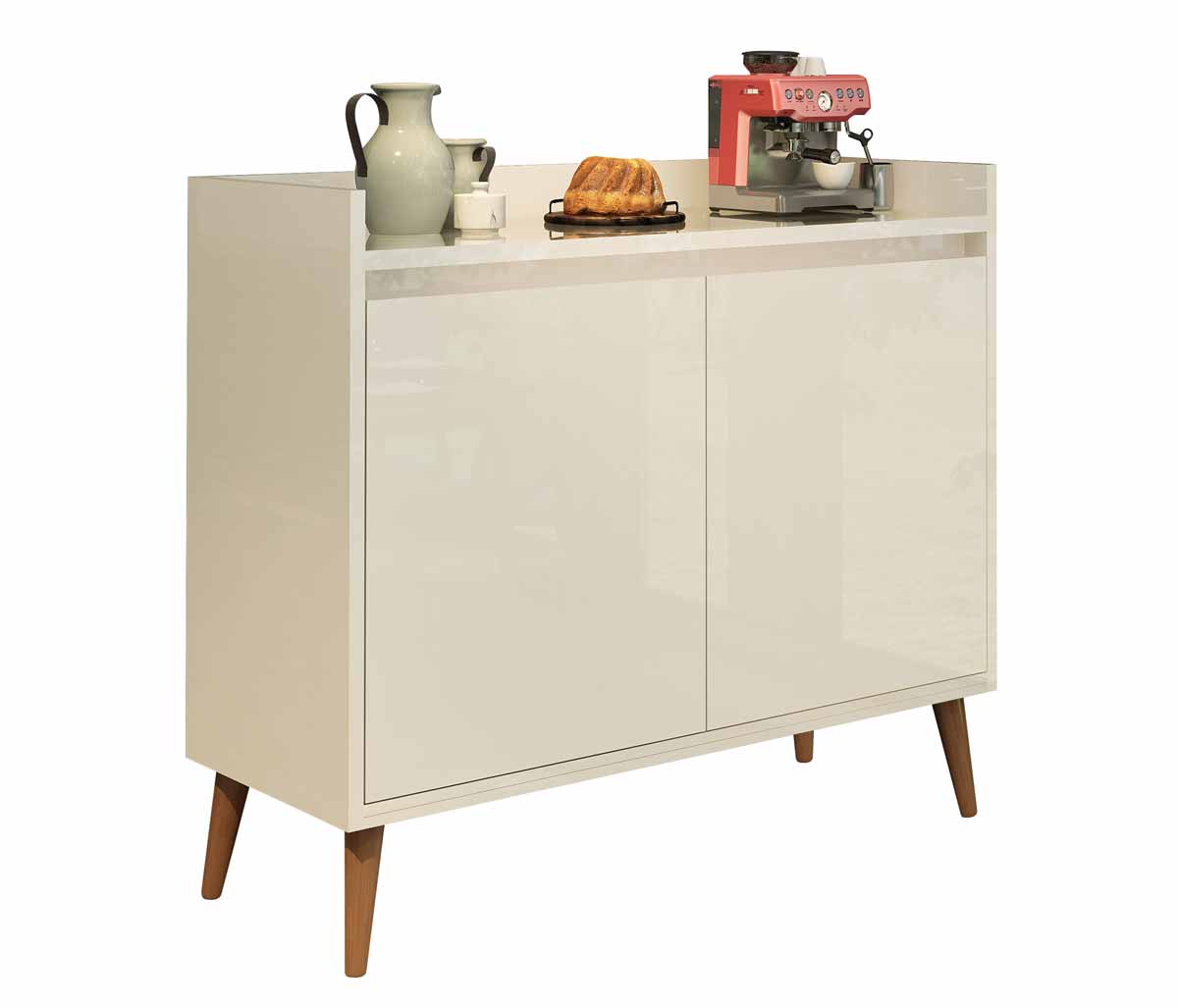 Buffet Aparador Retrô Clássico 2 Portas Off White - MoveisAqui