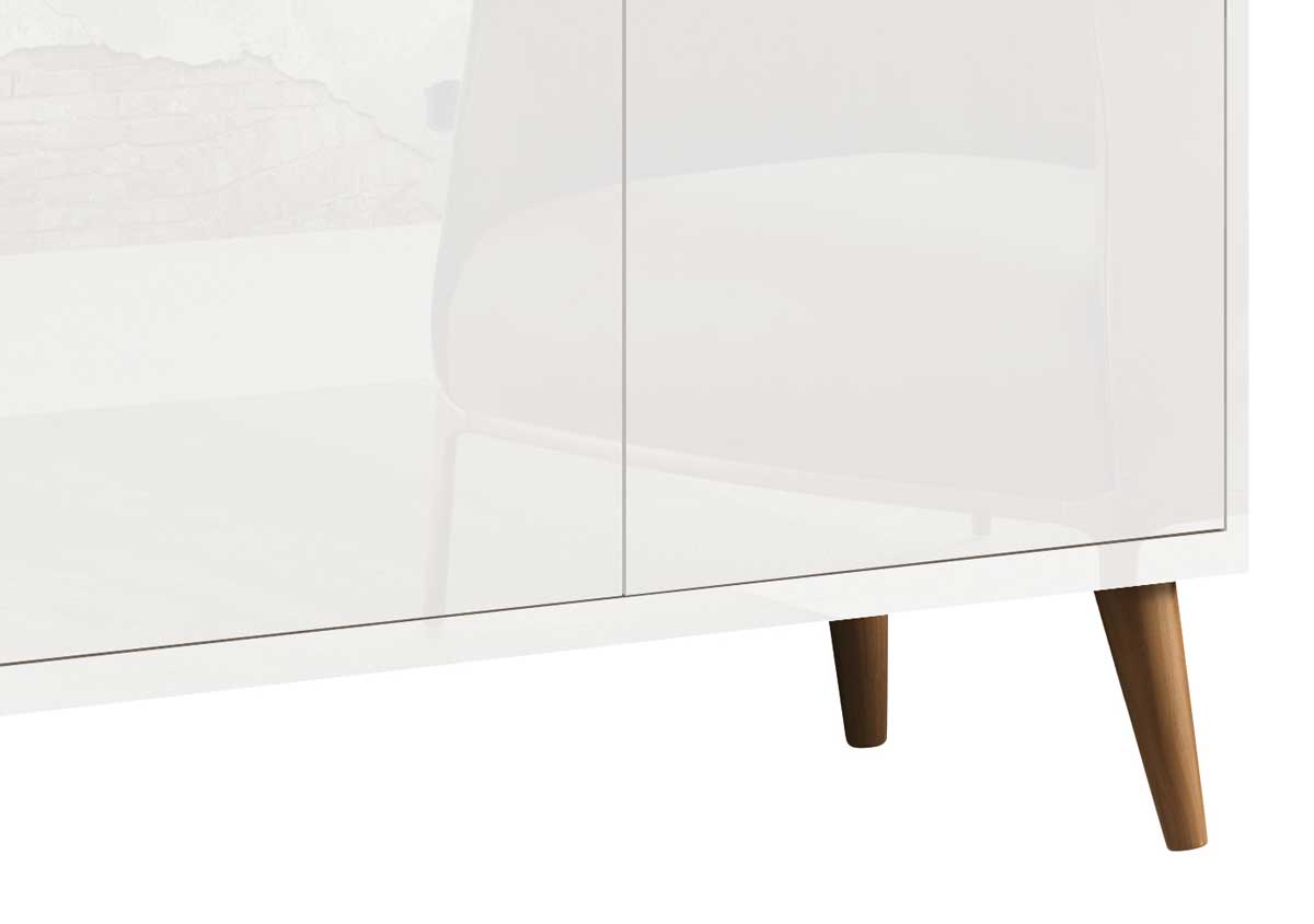 Buffet Aparador Retrô Clássico 3 Portas Branco Gloss - MoveisAqui