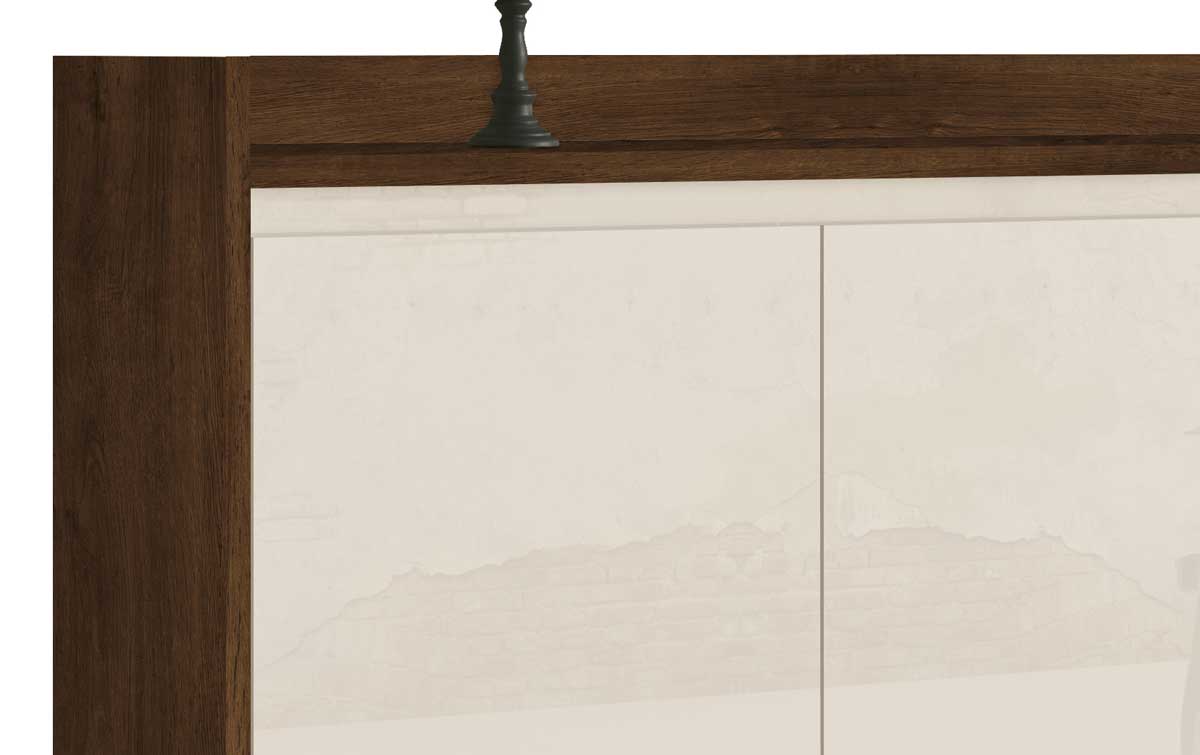Buffet Aparador Retrô Clássico 3 Portas Malbec com Off White - MoveisAqui
