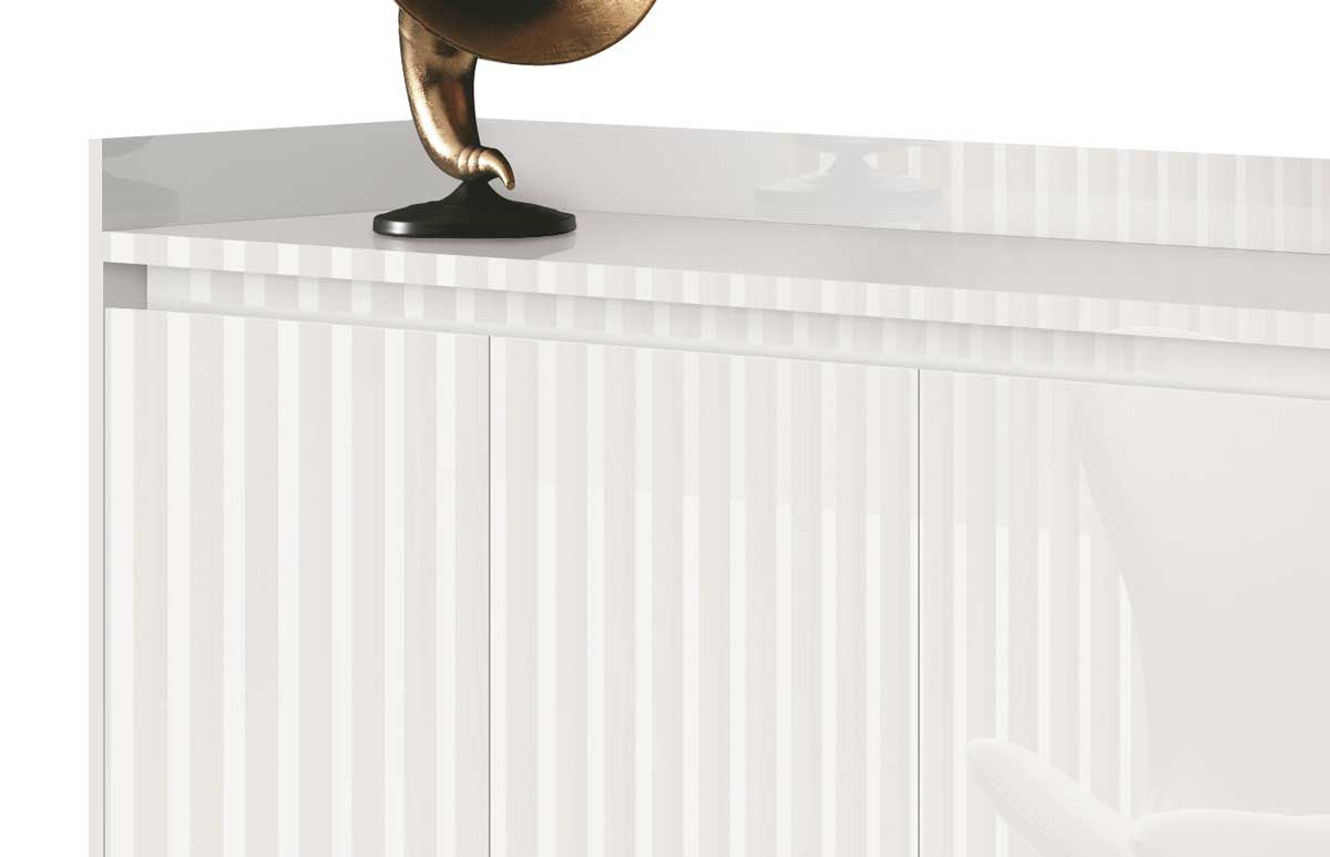 Buffet Aparador Retrô Clássico 4 Portas Branco Gloss - MoveisAqui
