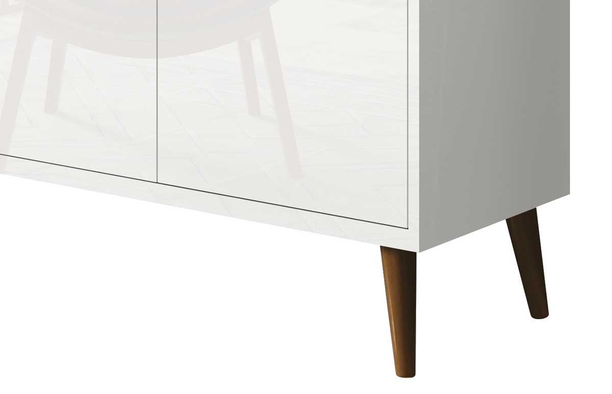 Buffet Aparador Retrô Clássico 4 Portas Branco Gloss - MoveisAqui
