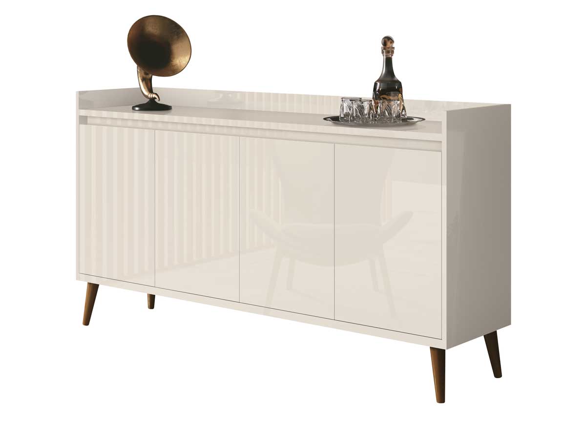 Buffet Aparador Retrô Clássico 4 Portas Off White - MoveisAqui