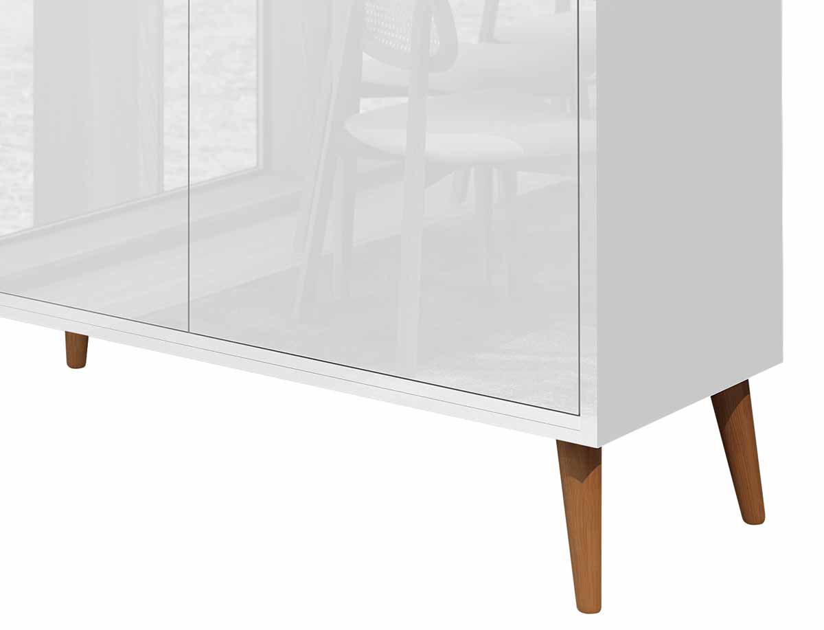 Buffet Aparador Retrô Delux 2 Portas Branco Gloss - MoveisAqui
