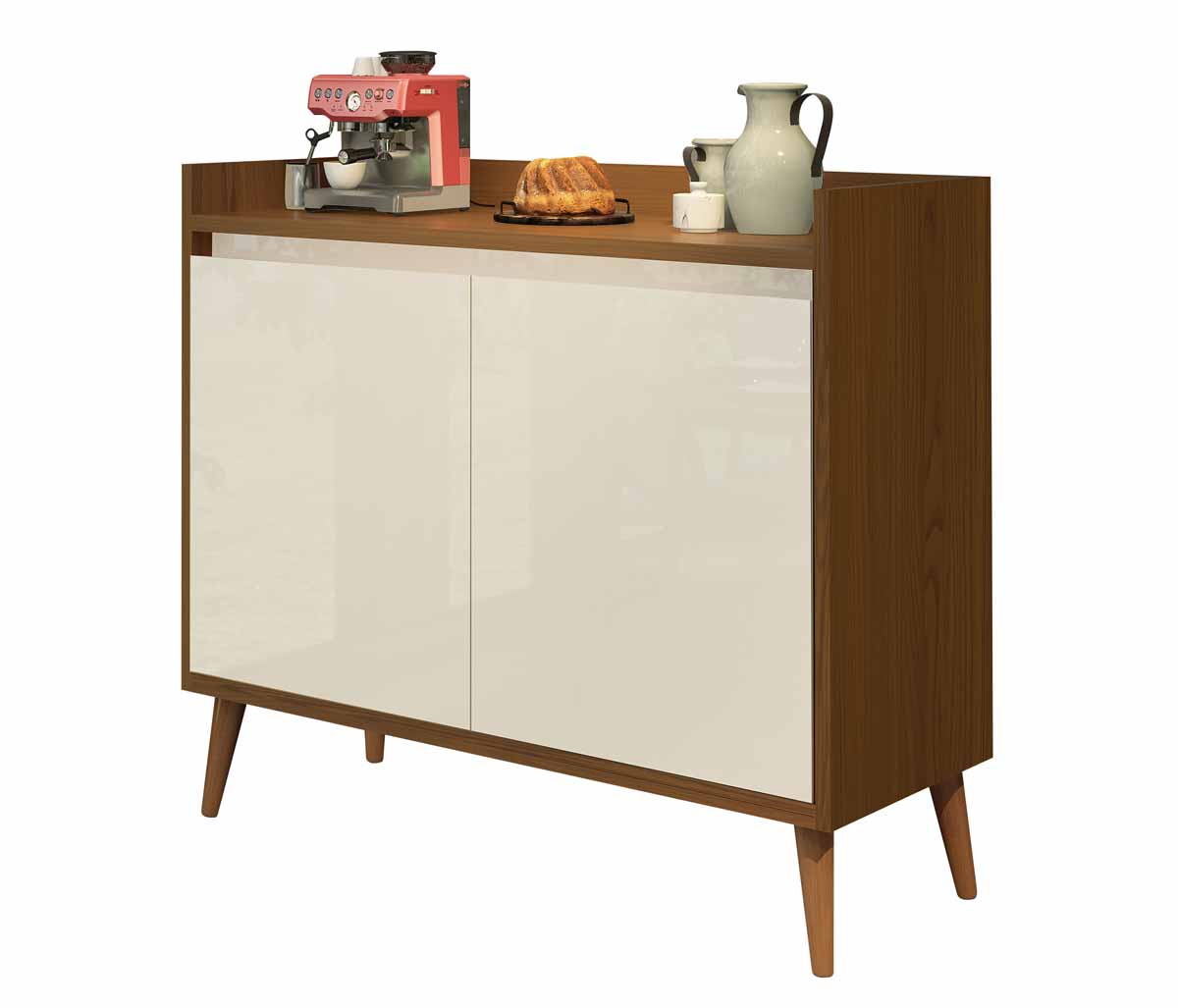 Buffet Aparador Retrô Delux 2 Portas Freijó com Off White - MoveisAqui