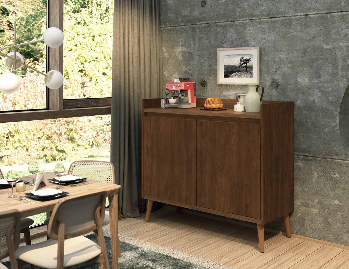 Buffet Aparador Retrô Delux 2 Portas Malbec - MoveisAqui