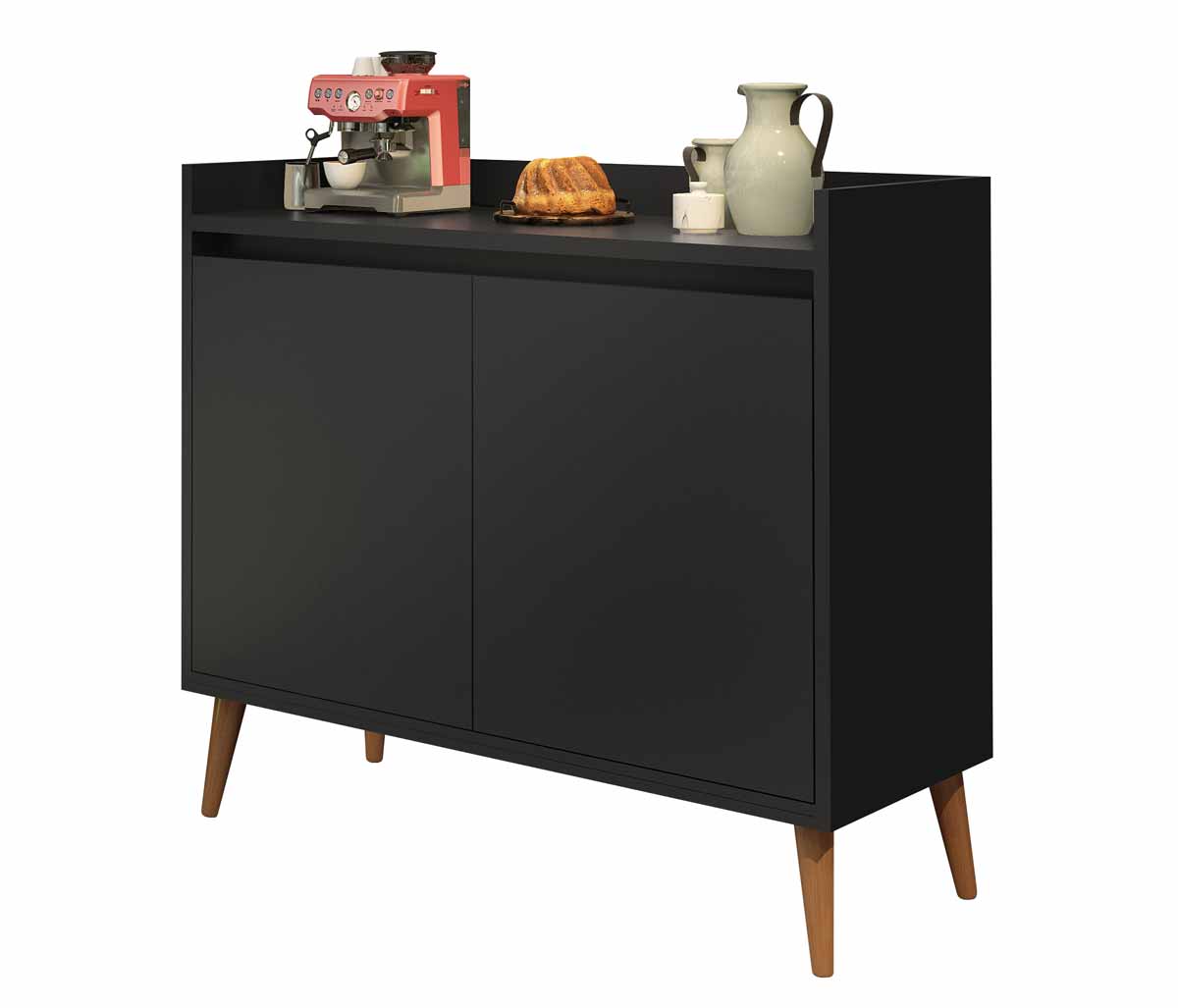 Buffet Aparador Retrô Delux 2 Portas Preto - MoveisAqui