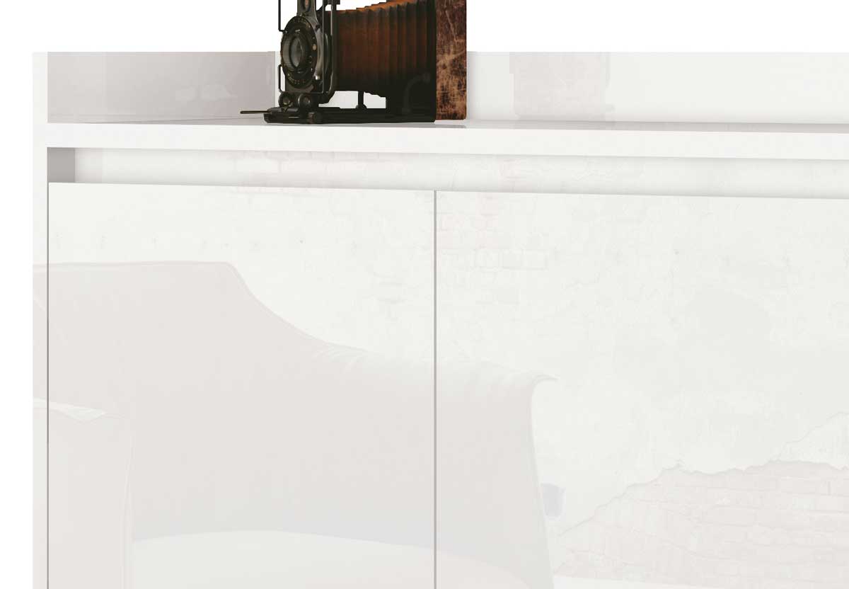 Buffet Aparador Retrô Delux 3 Portas Branco Gloss - MoveisAqui