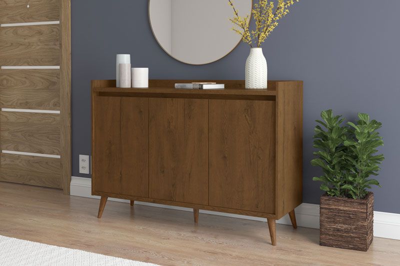 Buffet Aparador Retrô Delux 3 Portas Malbec - MoveisAqui