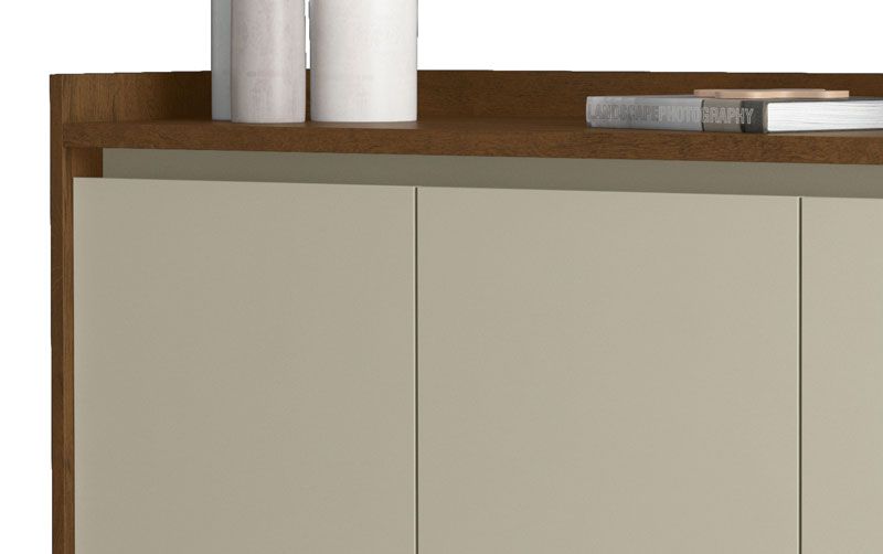 Buffet Aparador Retrô Delux 3 Portas Malbec com Off White - MoveisAqui