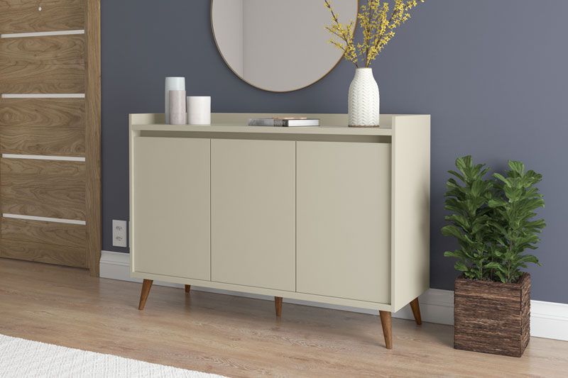 Buffet Aparador Retrô Delux 3 Portas Off White - MoveisAqui