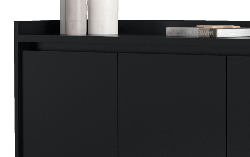 Buffet Aparador Retrô Delux 3 Portas Preto - MoveisAqui