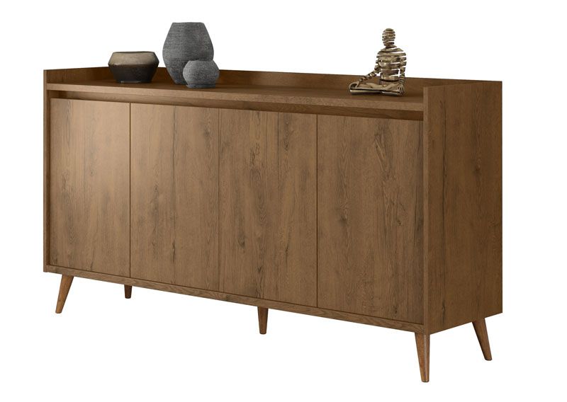 Buffet Aparador Retrô Delux 4 Portas Malbec - MoveisAqui
