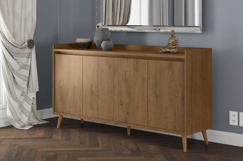 Buffet Aparador Retrô Delux 4 Portas Malbec - MoveisAqui