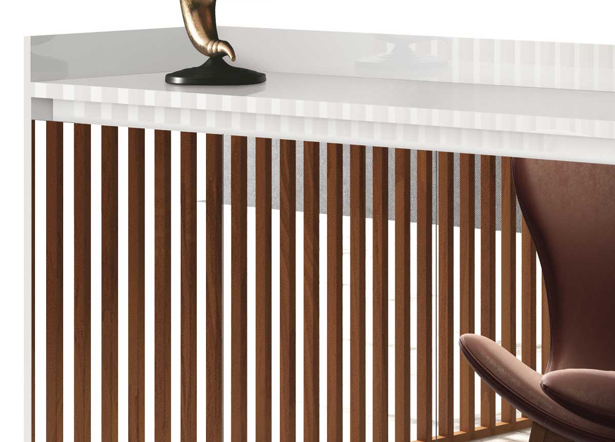 Buffet Aparador Retrô com Espelho Clássico 4 Portas Branco Gloss - MoveisAqui