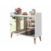 Buffet Aparador Retrô com Espelho Delux 2 Portas Branco Gloss - MoveisAqui
