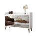 Buffet Aparador Retrô com Espelho Delux 3 Portas Branco Gloss - MoveisAqui