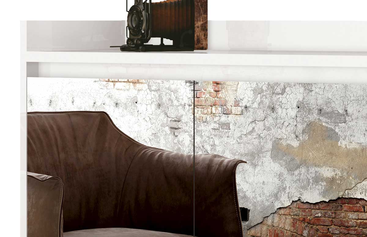 Buffet Aparador Retrô com Espelho Delux 3 Portas Branco Gloss - MoveisAqui