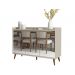 Buffet Aparador Retrô com Espelho Delux 3 Portas Off White - MoveisAqui