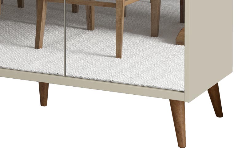 Buffet Aparador Retrô com Espelho Delux 3 Portas Off White - MoveisAqui
