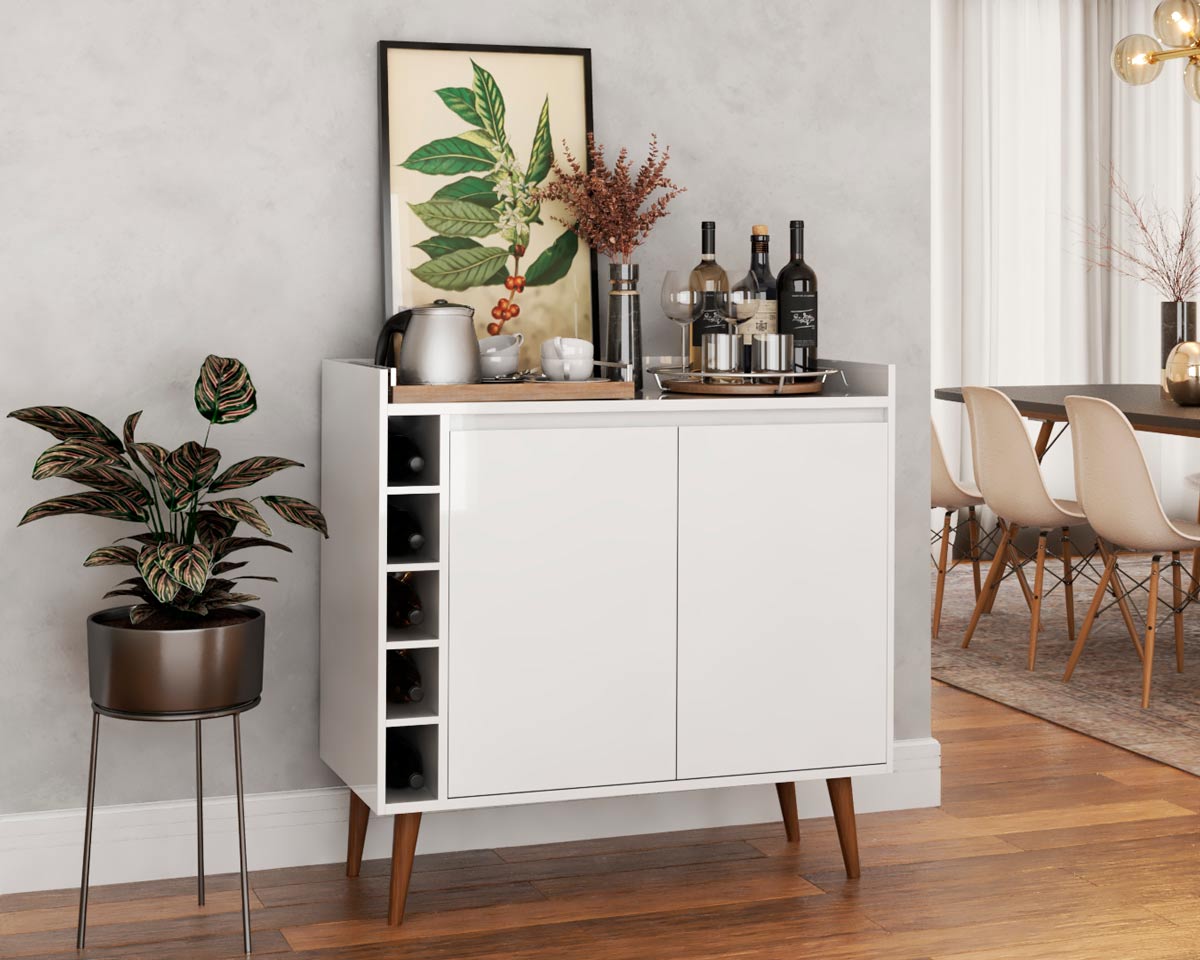 Buffet com Adega Estilo 2 Portas Branco - MoveisAqui