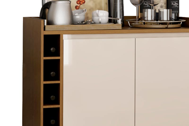 Buffet com Adega Estilo 2 Portas Freijó com Off White - MoveisAqui