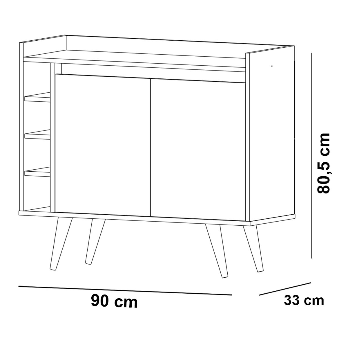 Buffet com Adega Estilo 2 Portas Freijó com Off White - MoveisAqui