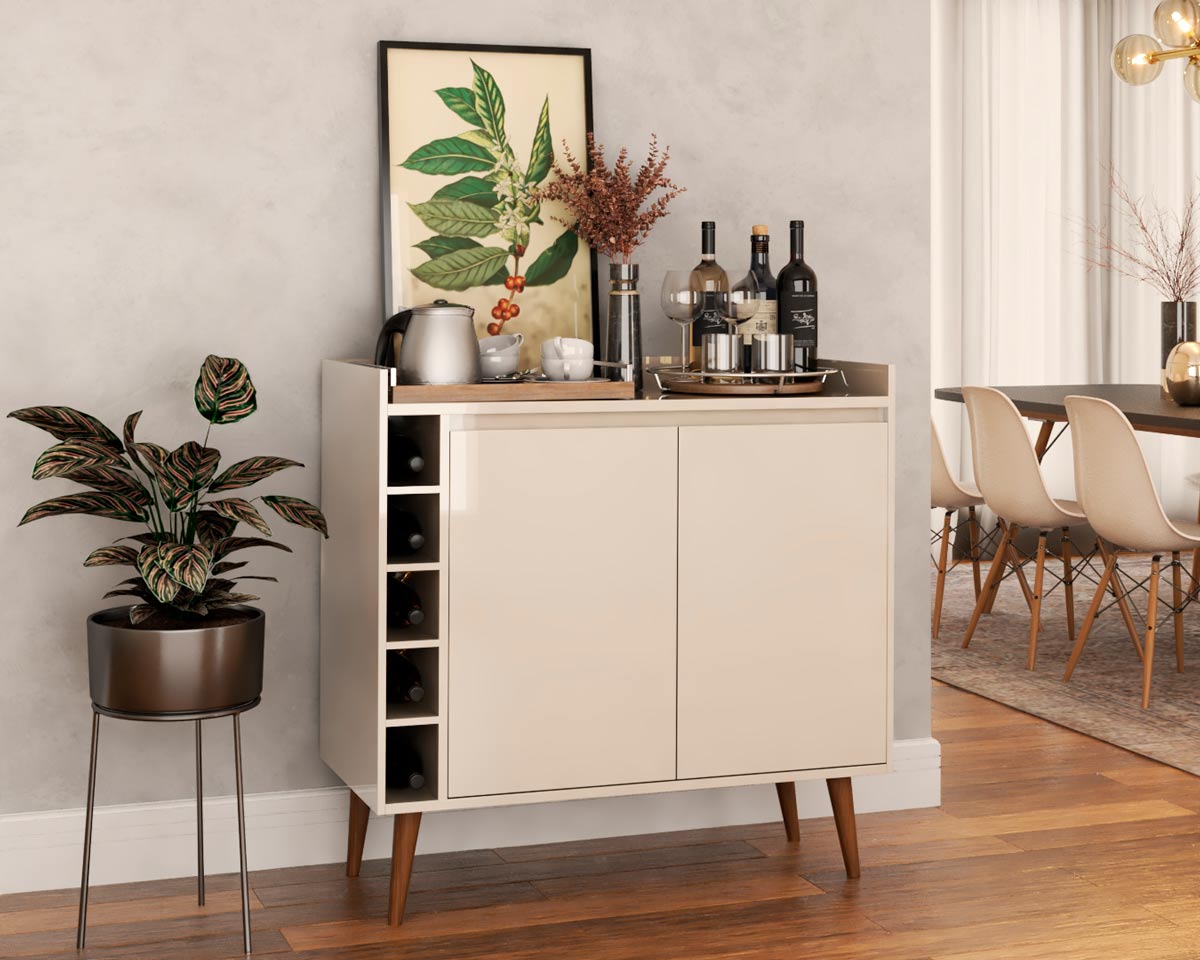 Buffet com Adega Estilo 2 Portas Off White - MoveisAqui