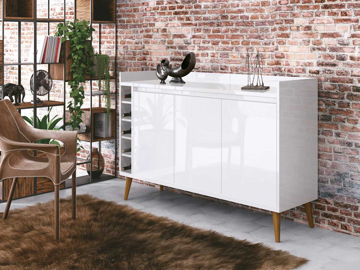 Buffet com Adega Estilo Branco - MoveisAqui