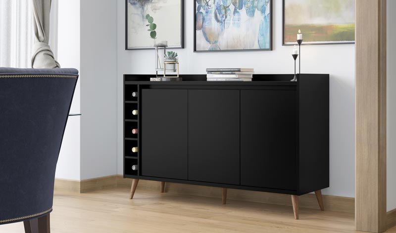 Buffet com Adega Estilo Preto - MoveisAqui