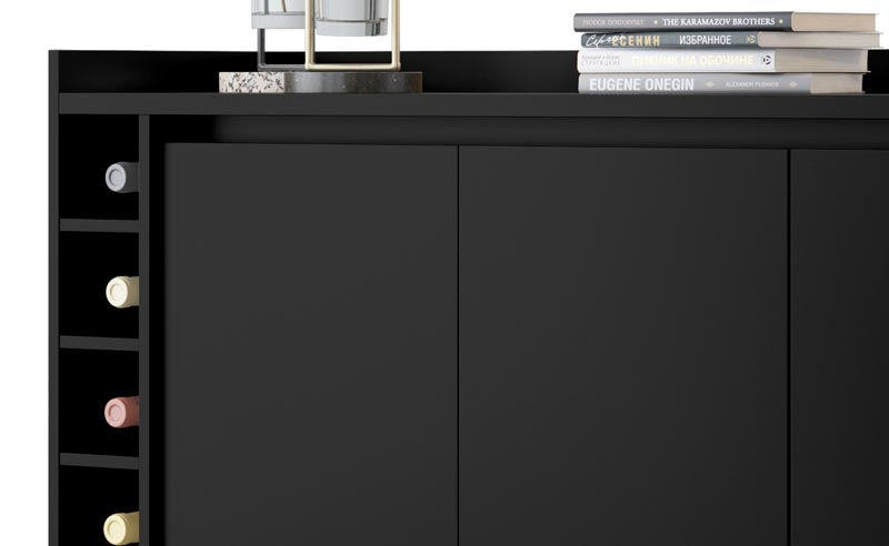 Buffet com Adega Estilo Preto - MoveisAqui