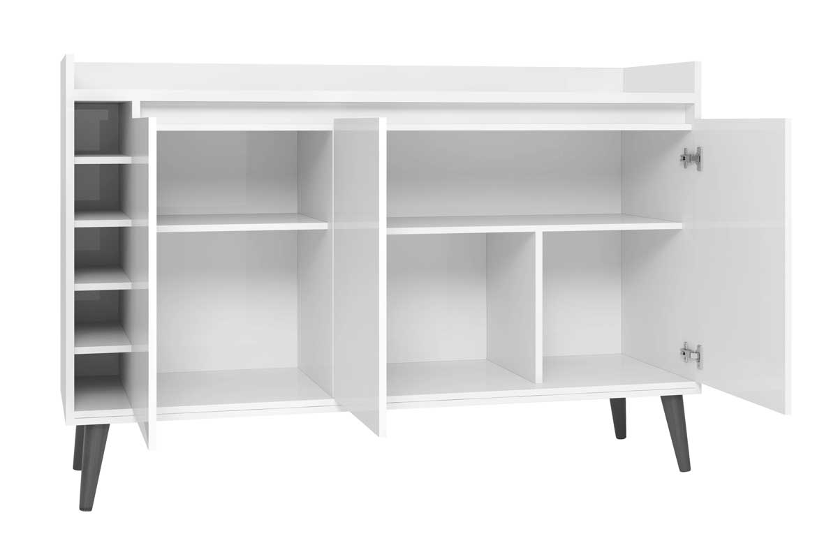 Buffet com Adega Estilo com Espelho Branco - MoveisAqui