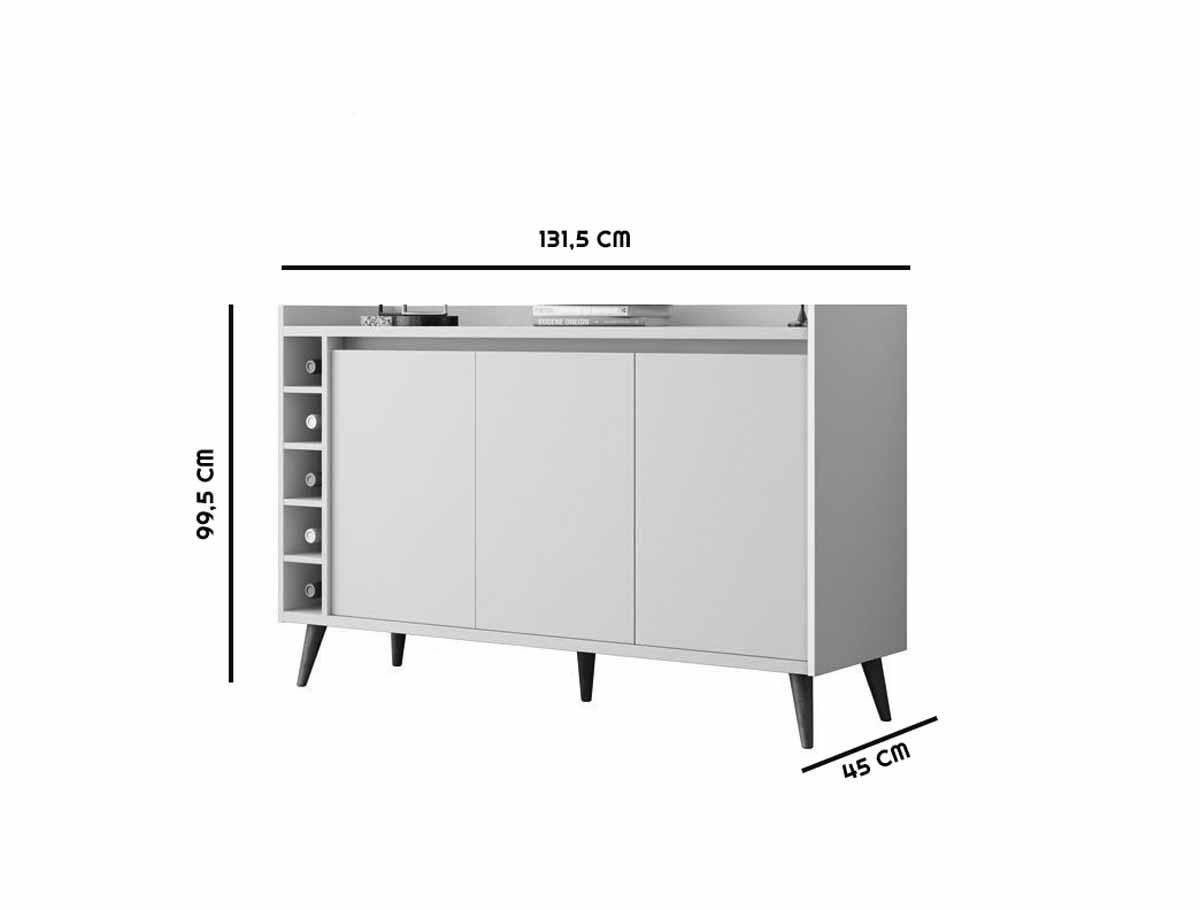 Buffet com Adega Estilo com Espelho Branco - MoveisAqui