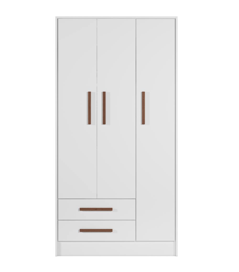 Guarda-Roupa 3 Portas 2 Gavetas Floc Branco - MoveisAqui