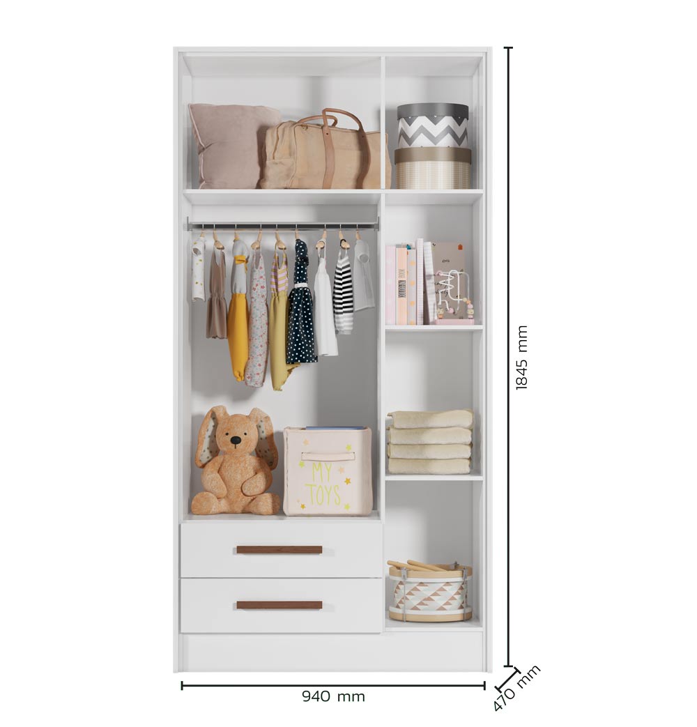 Guarda-Roupa 3 Portas 2 Gavetas Floc Branco - MoveisAqui
