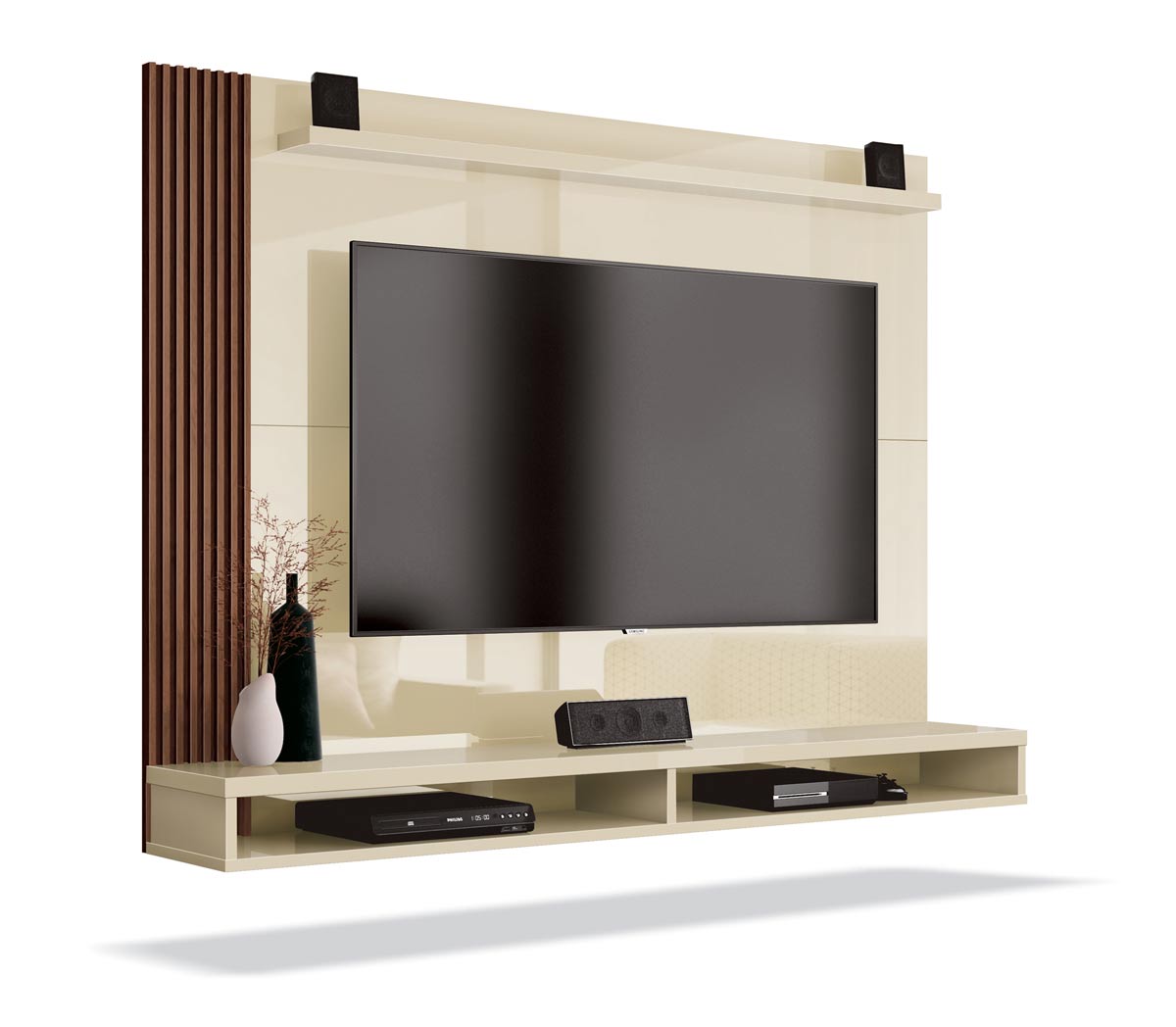 Painel para TV Dijon Off White com Naturale - Moveisaqui