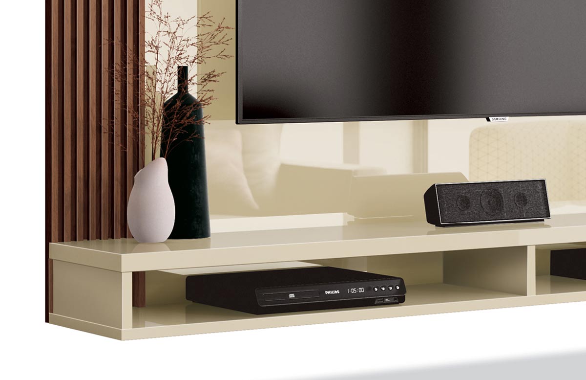 Painel para TV Dijon Off White com Naturale - Moveisaqui